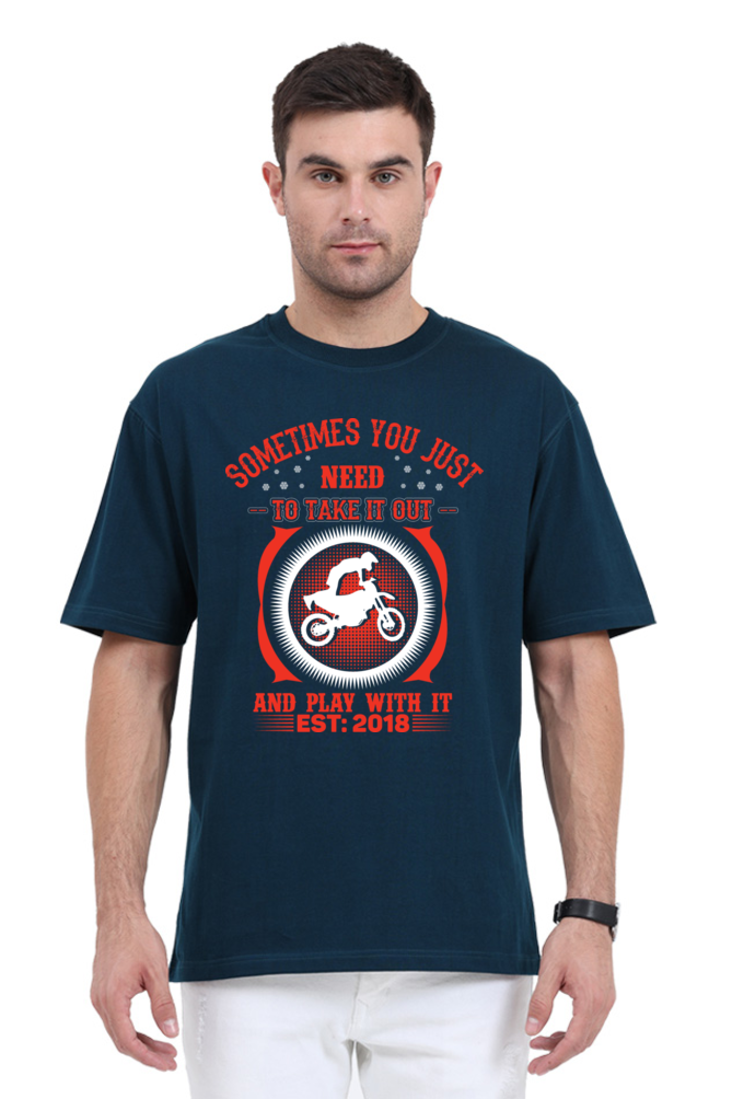Playful Motorcycle Enthusiast Men’s Oversized T-Shirt