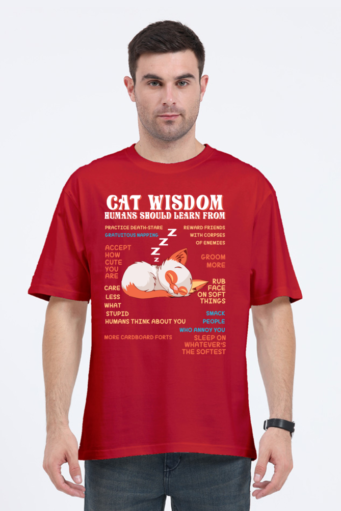 Cat Wisdom Cotton Oversized Men’s T-Shirt