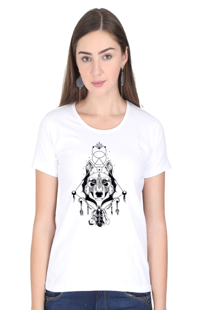 White Wolf Dreamcatcher T-Shirt - A Bold and Beautiful Statement