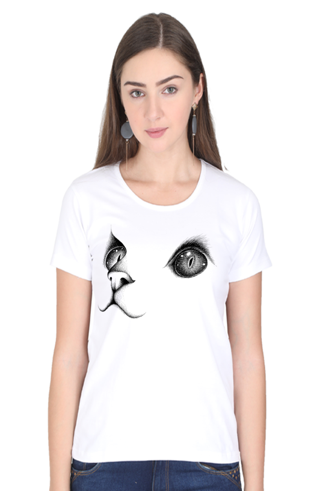 Cute Cat Face Women’s Cotton T-Shirt