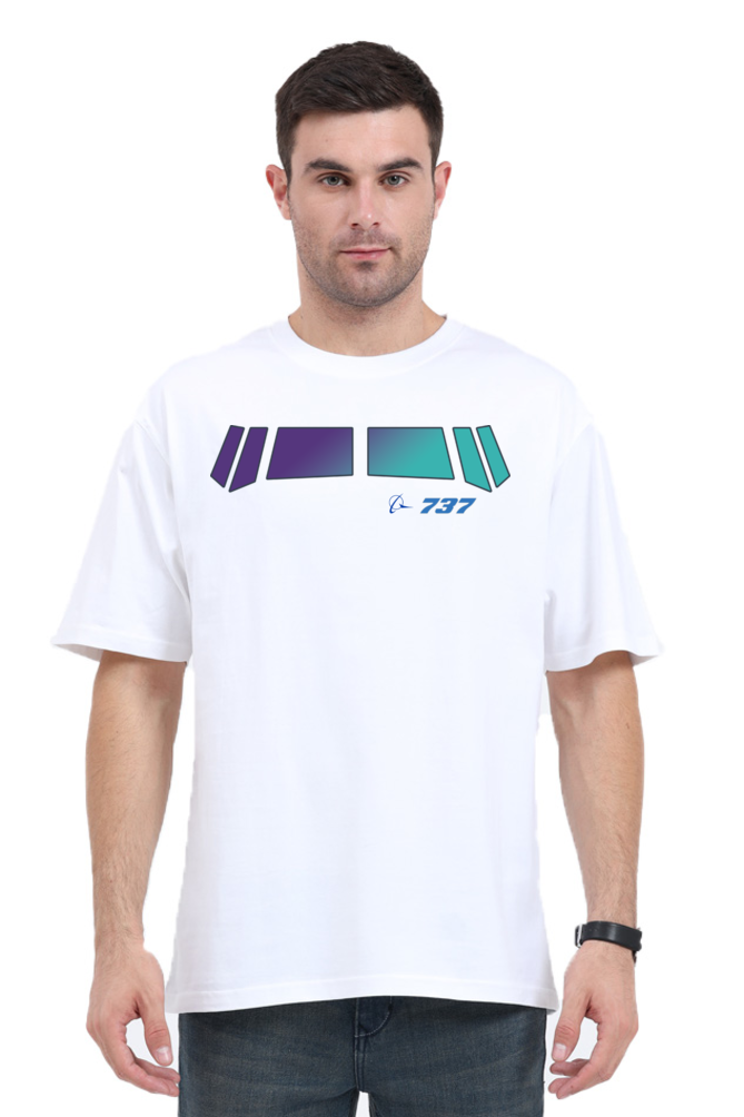 Boeing 737 Cockpit Window Print Men’s Oversized Cotton T-Shirt