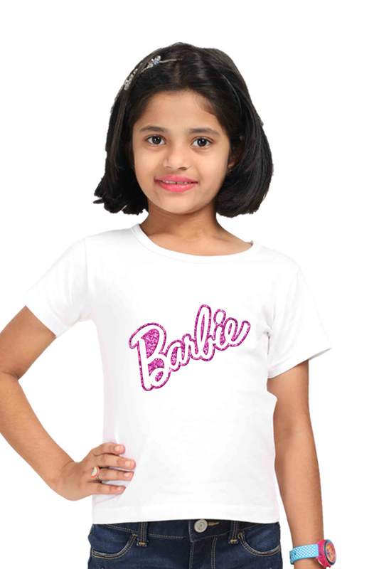 Barbie Logo Pink Cotton T-Shirt for Girls