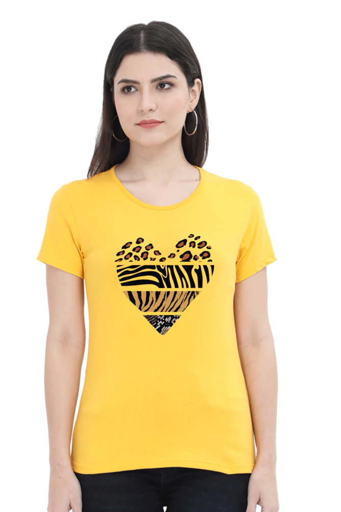 Wild Heart: Animal Print Cotton T-Shirt for Women