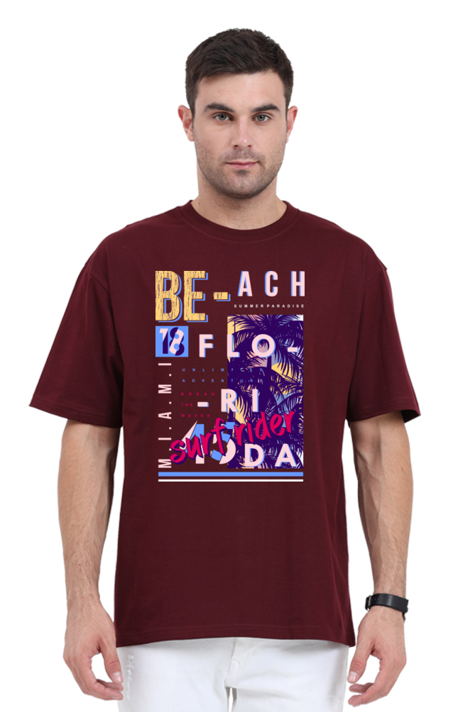 Vibrant Beach Vibe Oversized T-Shirt for Men