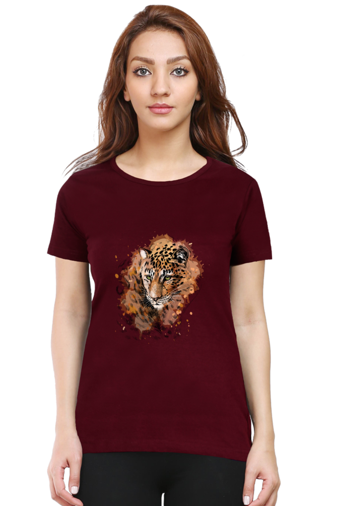 Elegant Cheetah Print Women’s Cotton T-Shirt