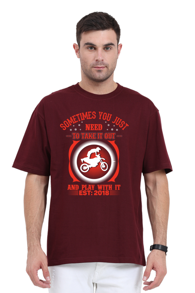 Playful Motorcycle Enthusiast Men’s Oversized T-Shirt