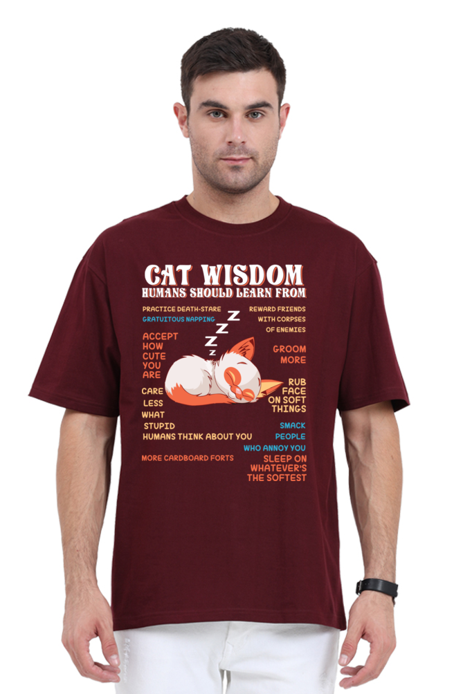 Cat Wisdom Cotton Oversized Men’s T-Shirt