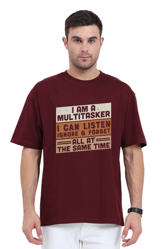 Men’s Oversized T-Shirt with Multitasking Humor Print