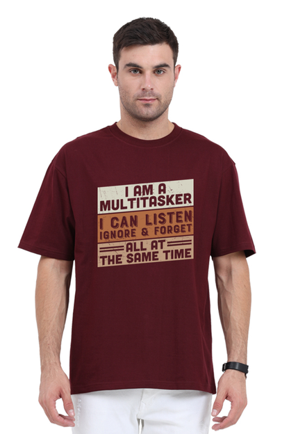 Men’s Oversized T-Shirt with Multitasking Humor Print