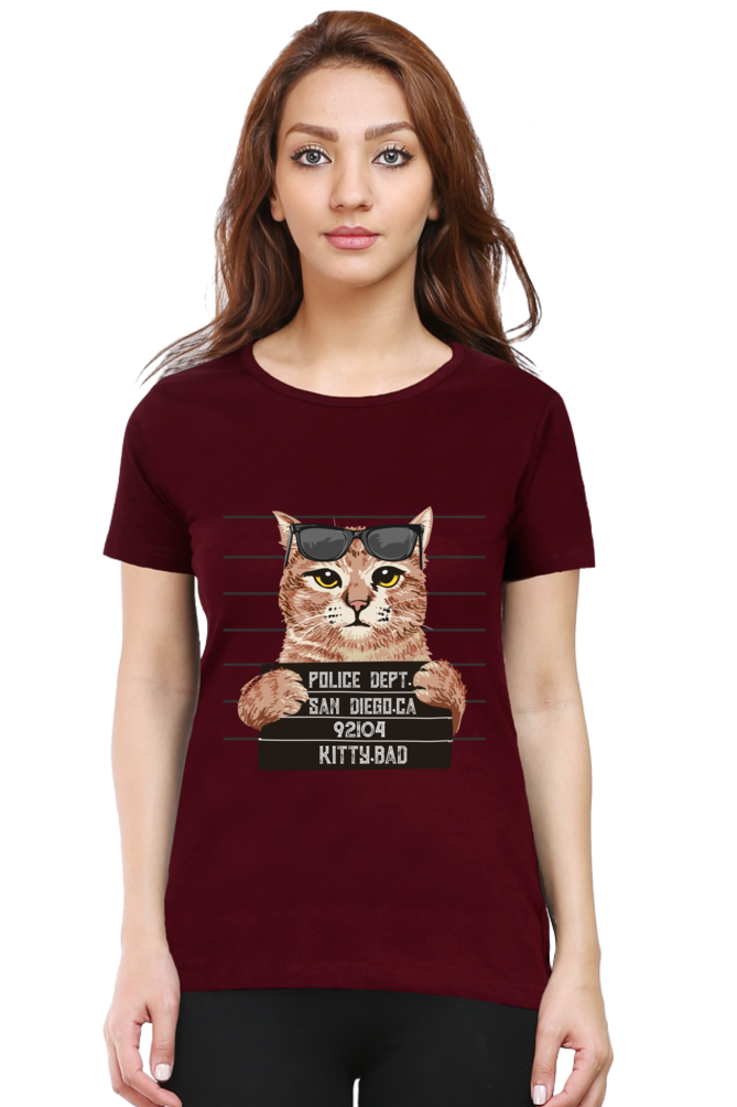 Kitty Bad Cotton Regular Fit Women’s T-Shirt