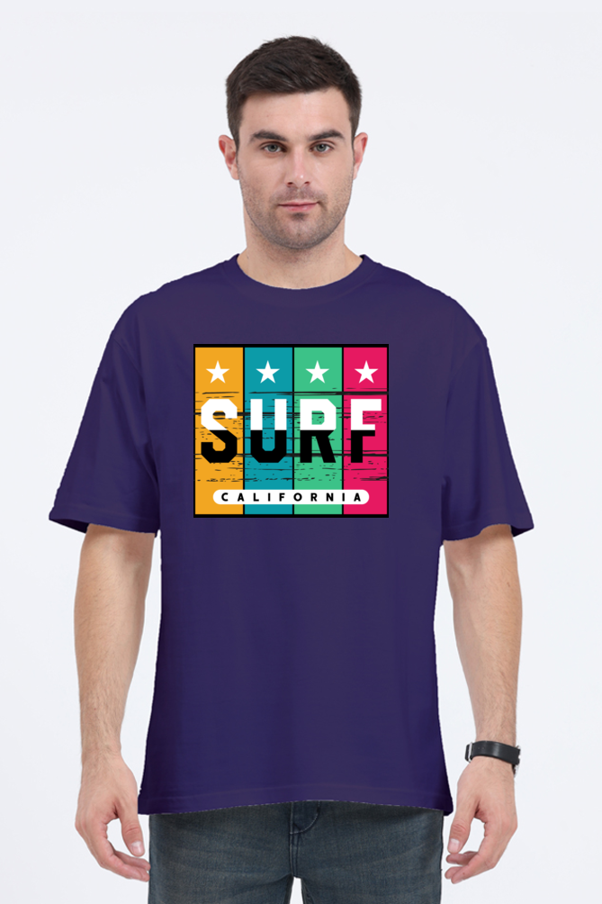 Surf California Men’s Oversized Cotton T-Shirt with Rainbow Print