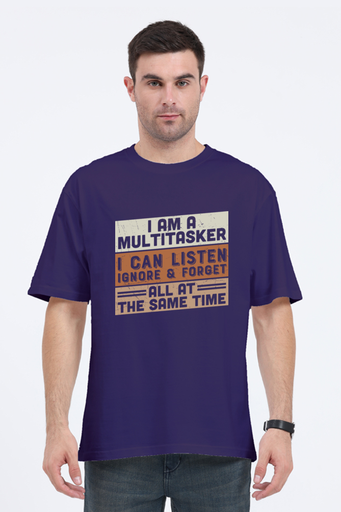 Men’s Oversized T-Shirt with Multitasking Humor Print