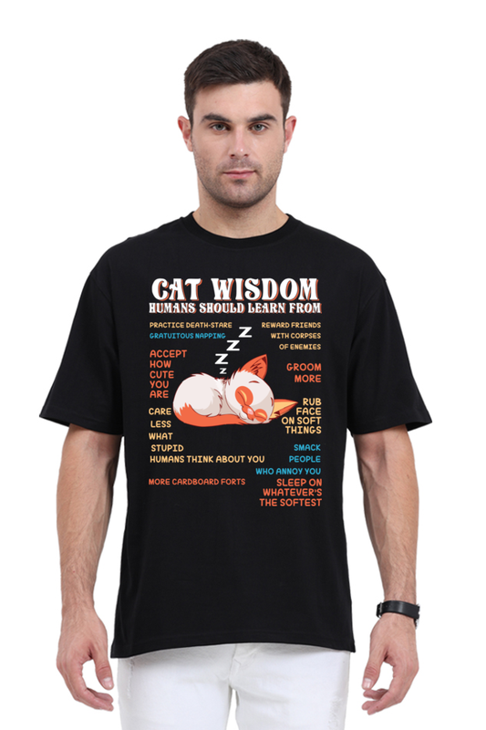 Cat Wisdom Cotton Oversized Men’s T-Shirt