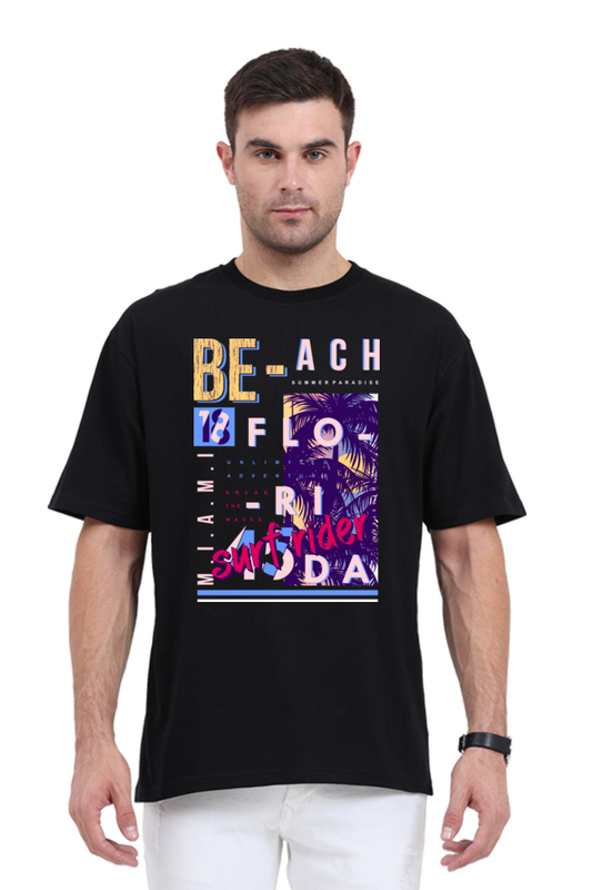 Vibrant Beach Vibe Oversized T-Shirt for Men