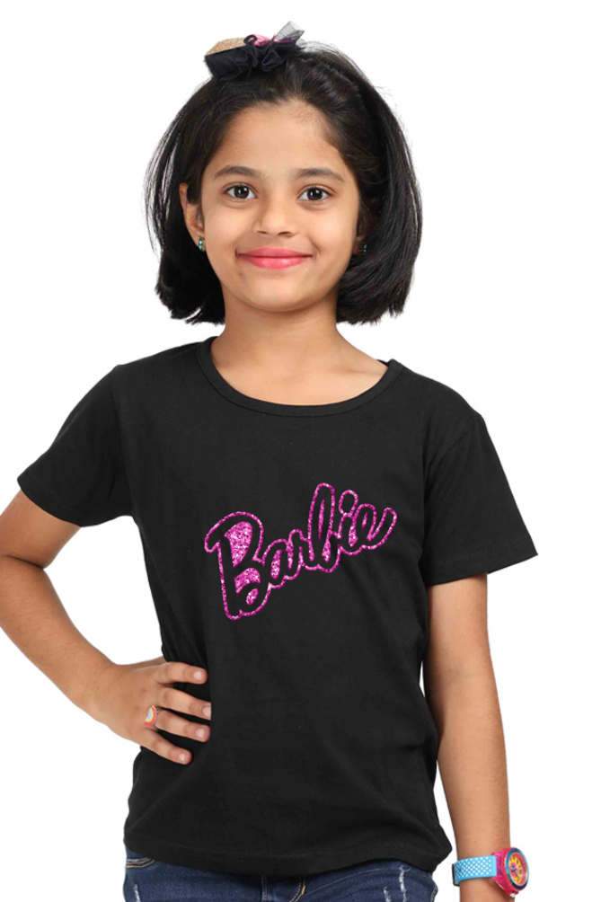 Barbie Logo Pink Cotton T-Shirt for Girls