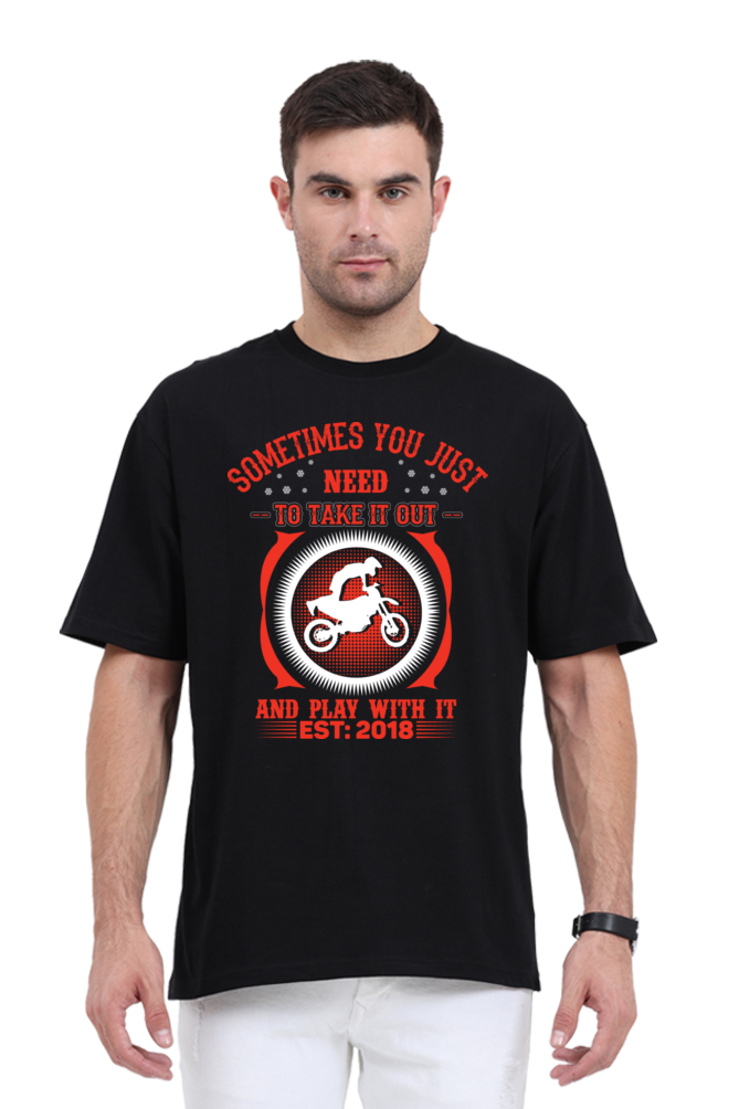 Playful Motorcycle Enthusiast Men’s Oversized T-Shirt