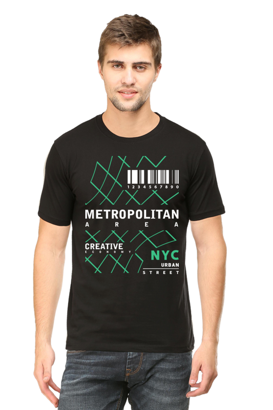 NYC Urban Street Men’s Regular Fit Cotton T-Shirt with Metropolitan Print