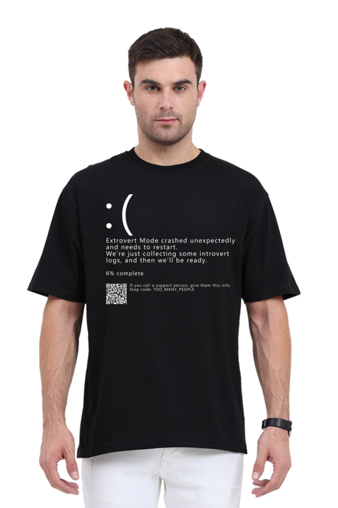 Introvert's BSOD Blue Screen of Death Men's Oversized T-Shirt - Quirky and Bold Statement Print