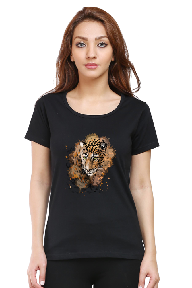 Elegant Cheetah Print Women’s Cotton T-Shirt