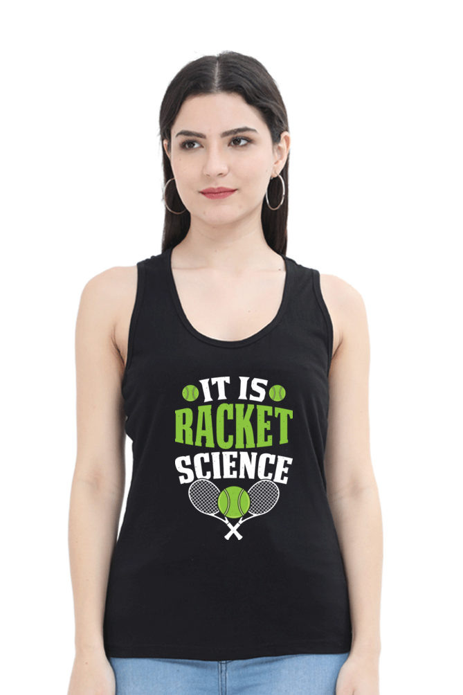 Women’s Black Tennis Humor Tank Top - It Is Racket Science