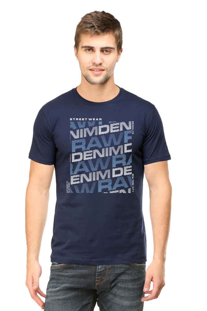 Urban Streetwear DENIM Print Men’s Cotton T-Shirt