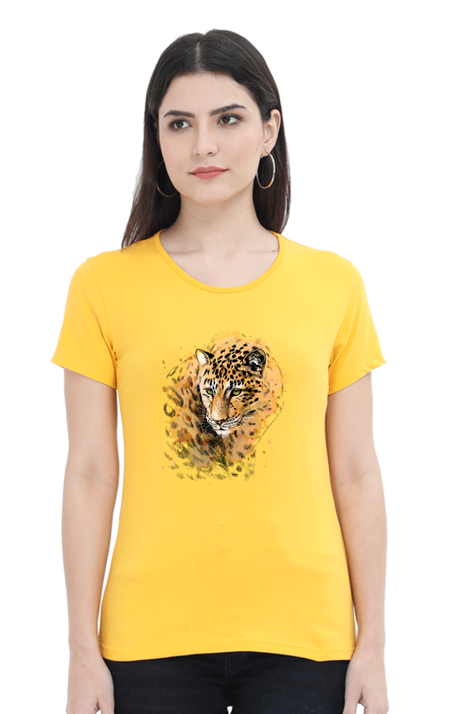 Elegant Cheetah Print Women’s Cotton T-Shirt