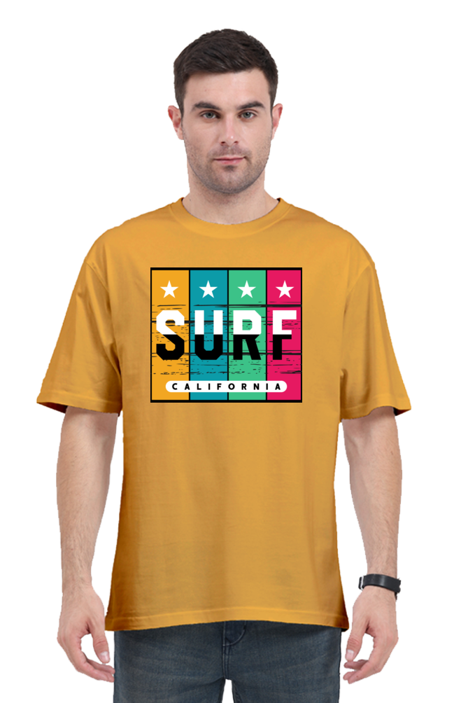 Surf California Men’s Oversized Cotton T-Shirt with Rainbow Print