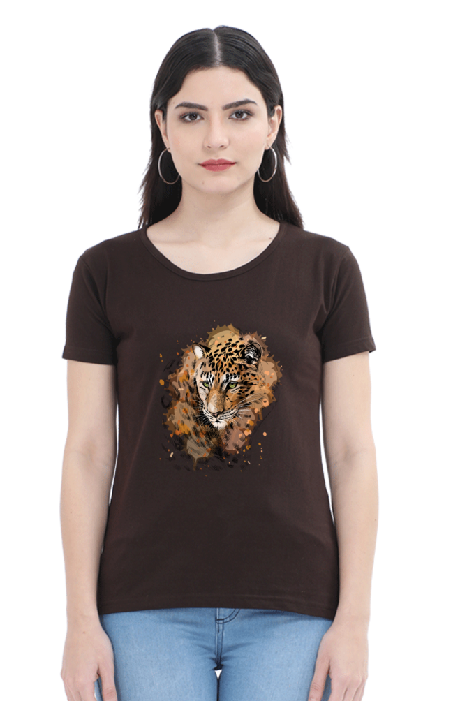 Elegant Cheetah Print Women’s Cotton T-Shirt