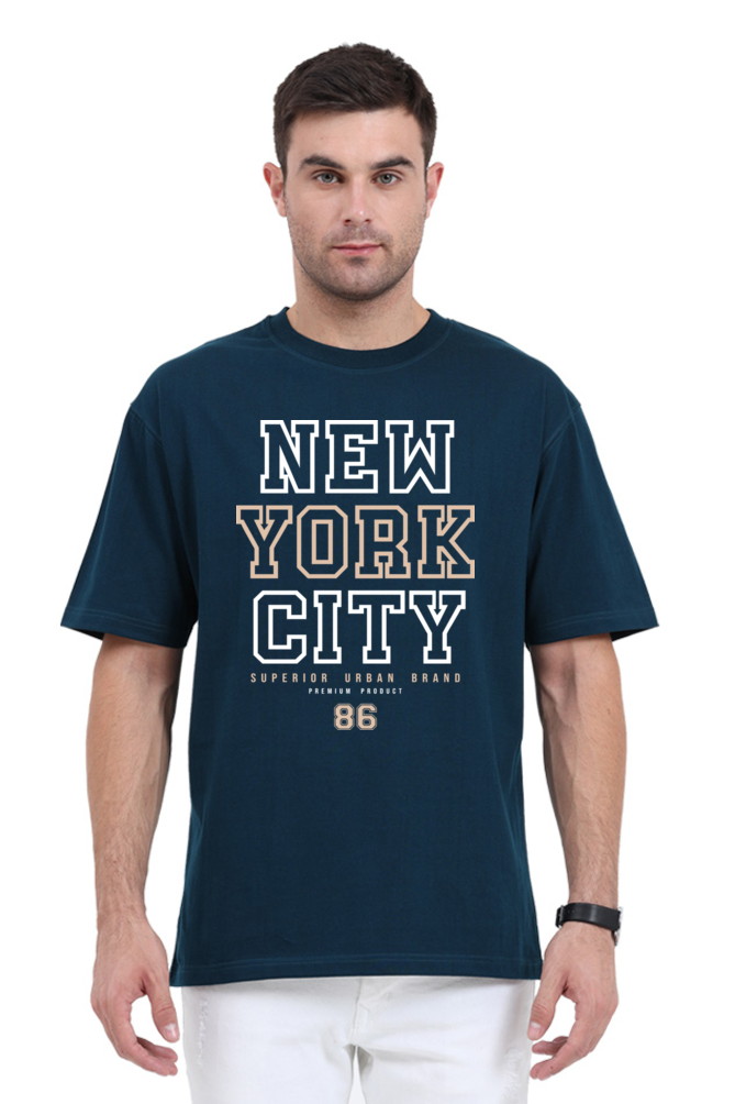 Urban Vibe Men’s Oversized Cotton T-Shirt with New York City Print