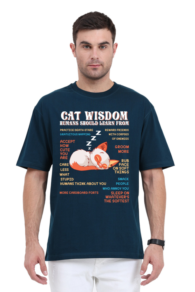 Cat Wisdom Cotton Oversized Men’s T-Shirt