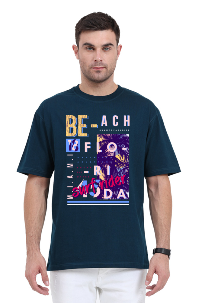 Vibrant Beach Vibe Oversized T-Shirt for Men