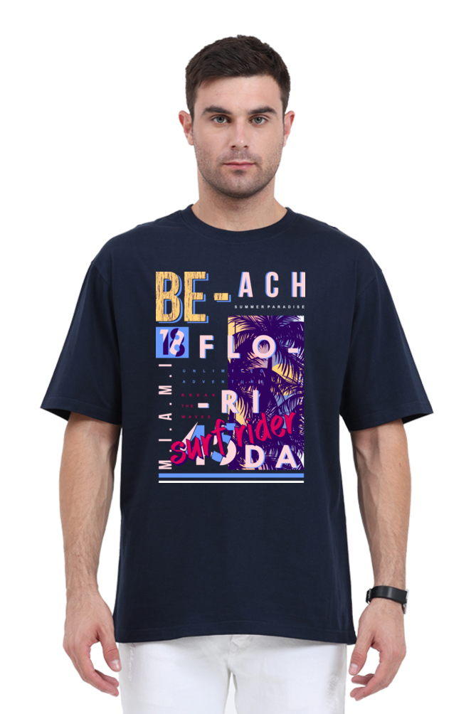 Vibrant Beach Vibe Oversized T-Shirt for Men