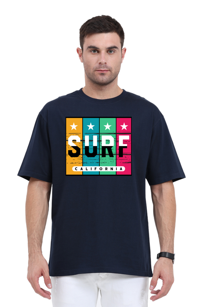 Surf California Men’s Oversized Cotton T-Shirt with Rainbow Print