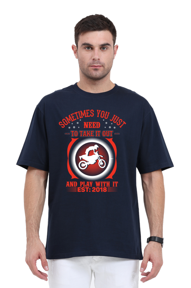 Playful Motorcycle Enthusiast Men’s Oversized T-Shirt