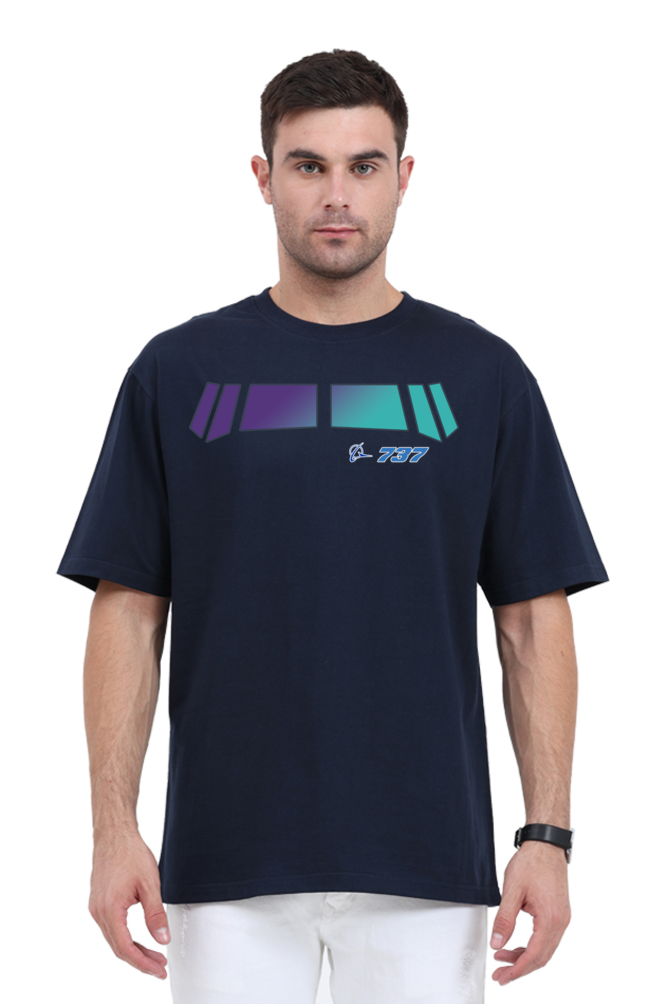 Boeing 737 Cockpit Window Print Men’s Oversized Cotton T-Shirt