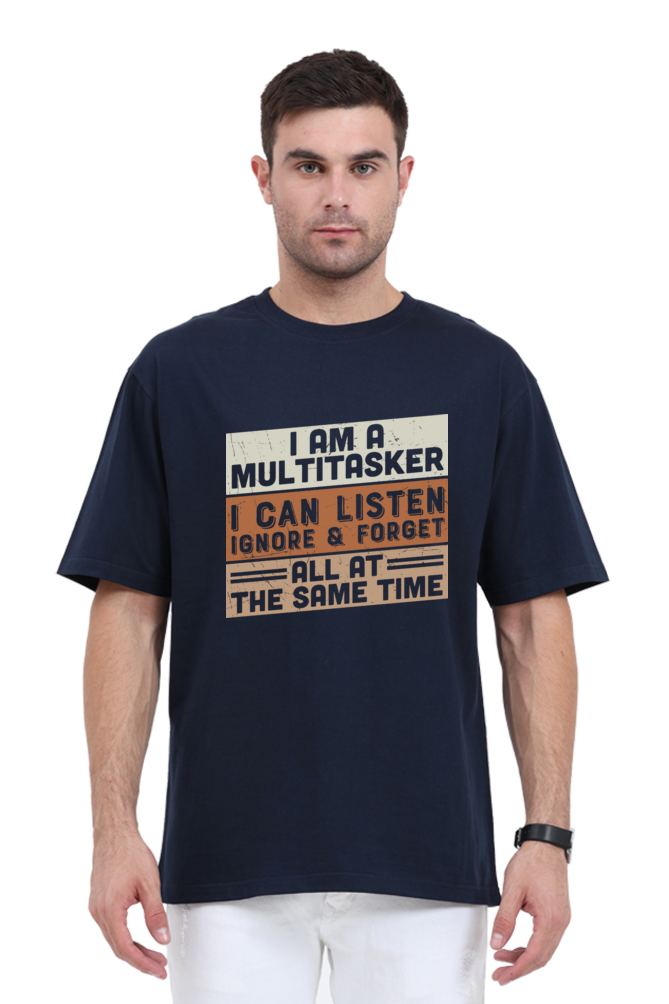 Men’s Oversized T-Shirt with Multitasking Humor Print