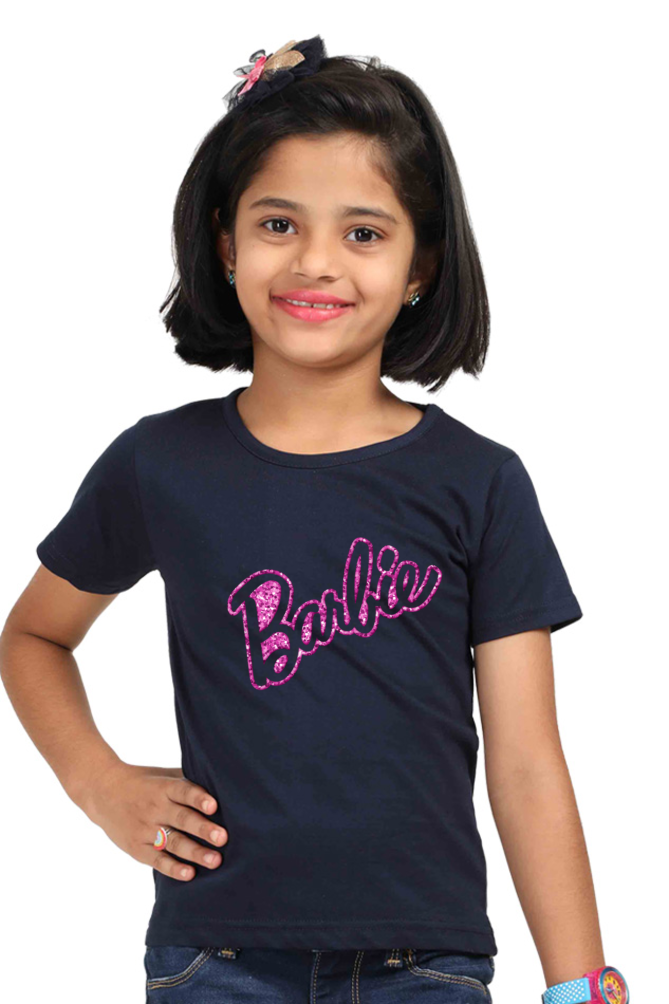 Barbie Logo Pink Cotton T-Shirt for Girls