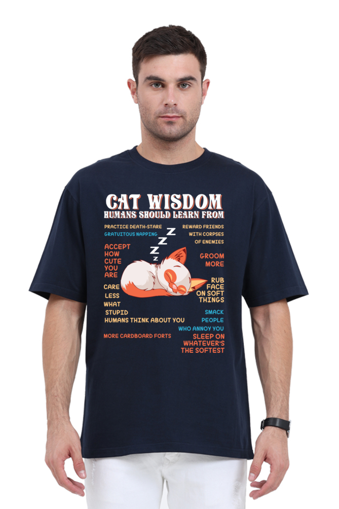 Cat Wisdom Cotton Oversized Men’s T-Shirt