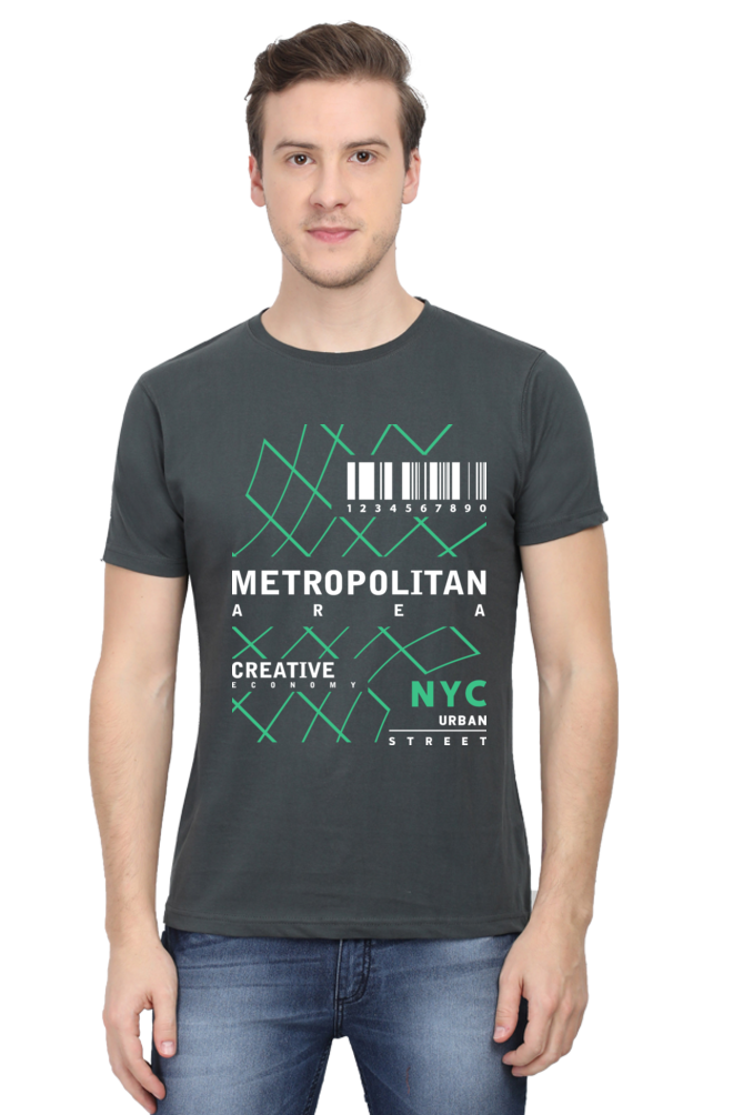 NYC Urban Street Men’s Regular Fit Cotton T-Shirt with Metropolitan Print