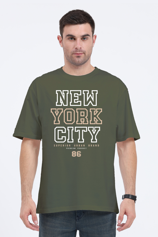 Urban Vibe Men’s Oversized Cotton T-Shirt with New York City Print