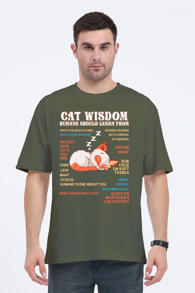 Cat Wisdom Cotton Oversized Men’s T-Shirt