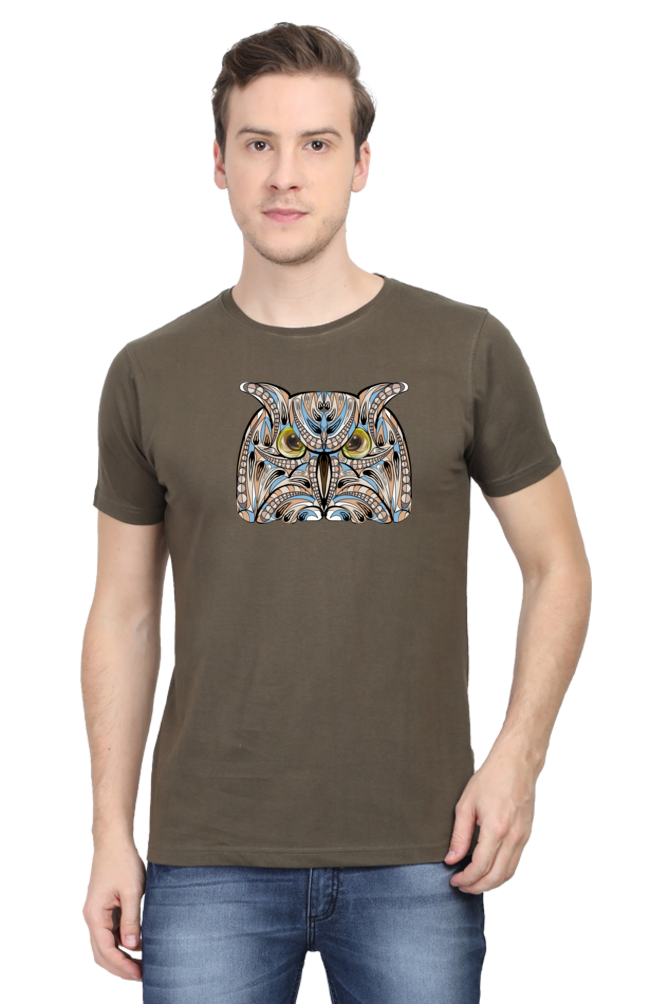 Abstract Owl Men’s Regular Fit Cotton T-Shirt