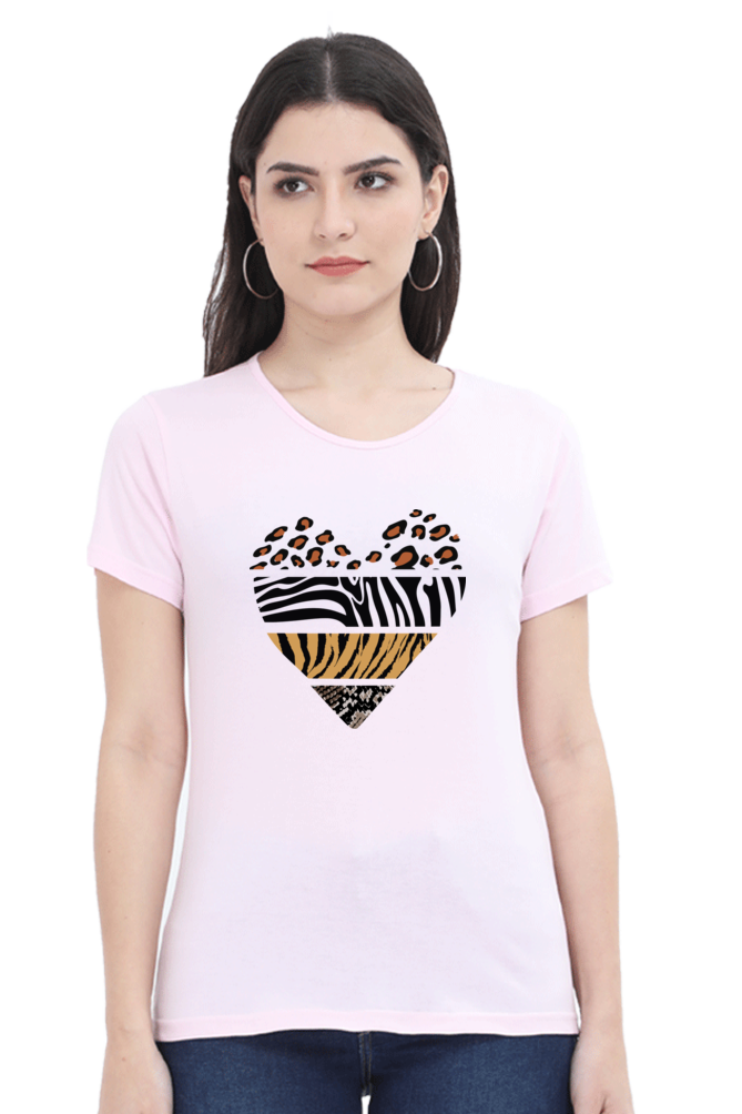 Wild Heart: Animal Print Cotton T-Shirt for Women