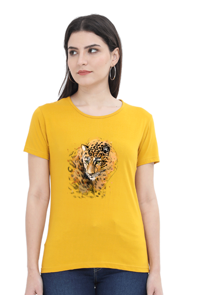 Elegant Cheetah Print Women’s Cotton T-Shirt