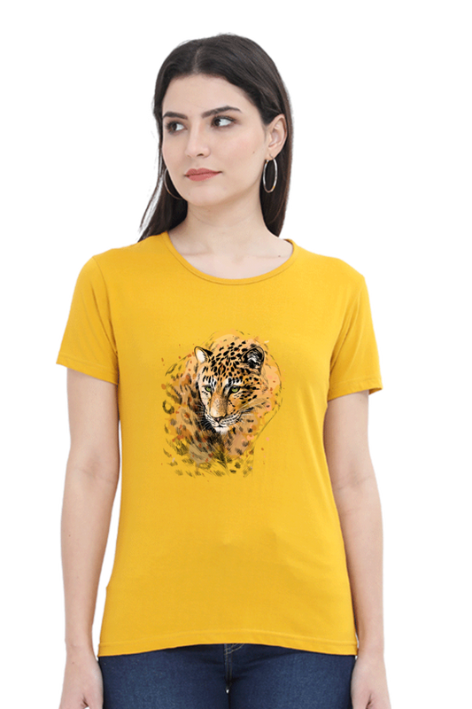 Elegant Cheetah Print Women’s Cotton T-Shirt