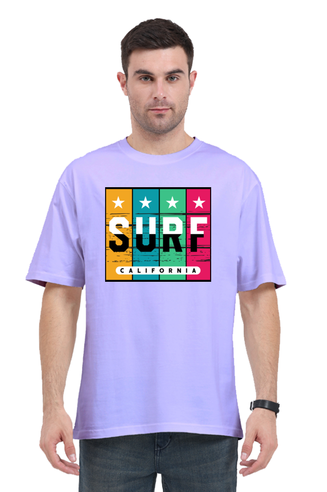 Surf California Men’s Oversized Cotton T-Shirt with Rainbow Print