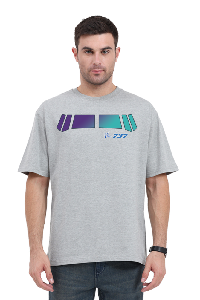 Boeing 737 Cockpit Window Print Men’s Oversized Cotton T-Shirt