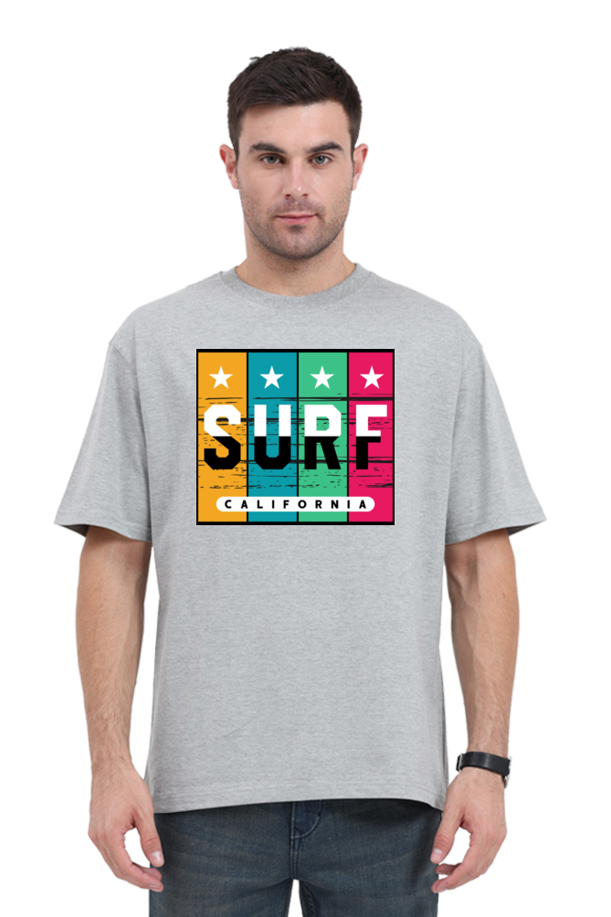 Surf California Men’s Oversized Cotton T-Shirt with Rainbow Print