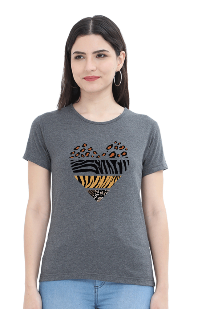 Wild Heart: Animal Print Cotton T-Shirt for Women