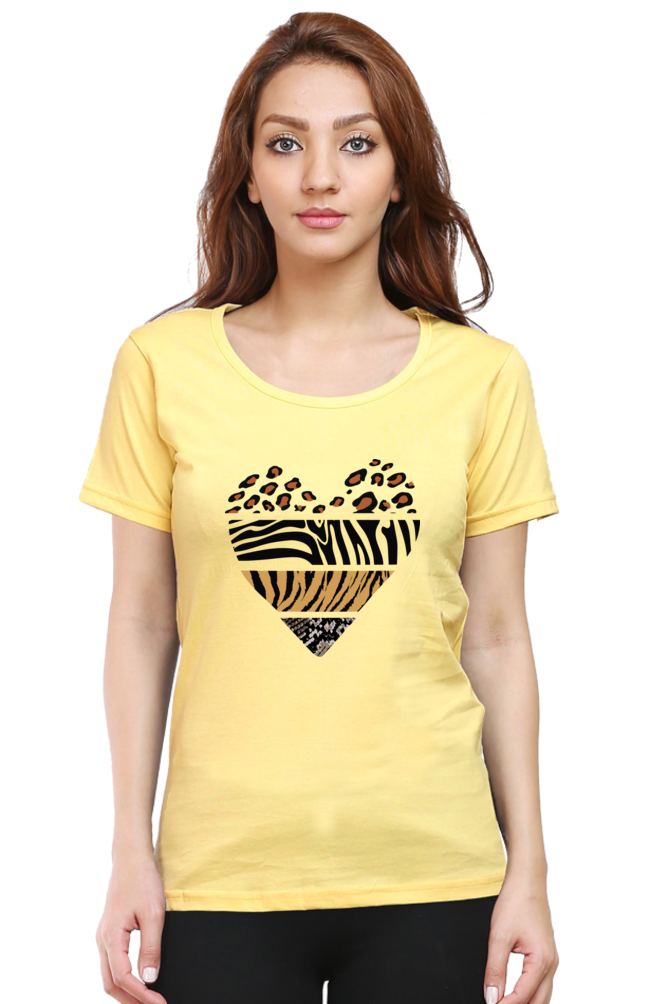 Wild Heart: Animal Print Cotton T-Shirt for Women